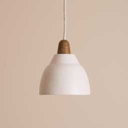 Small White Element Pendant Light in Ceramic & Oak - thumbnail 3
