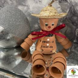 9Th Pottery Anniversary Gift, Personalised Plant Pot Person, Flowerpot Man Garden Ornament, Terracotta Gift For Couple - thumbnail 4