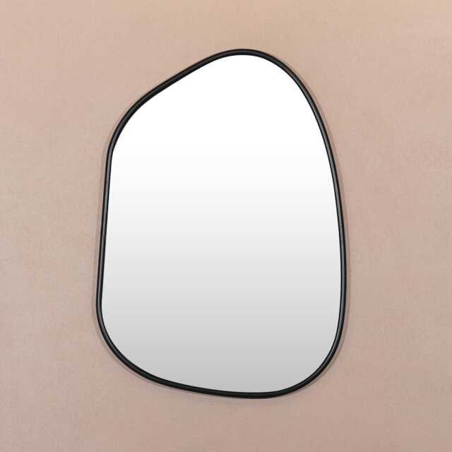Asymmetric Pebble Contemporary Freeform Irregular Black Wall Mirror - image 1