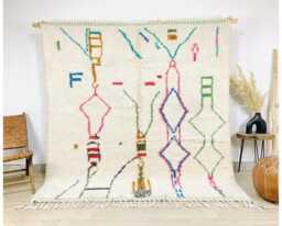 Ivory Moroccan Berber Rug, Handwoven Wool Shag Boho Nursery Authentic Beni Ourain Carpet, Large 9x12 Area Rug - thumbnail 1