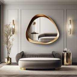 Asymmetric Gold Frame Mirror Modern Home & Wall Decor, Vanity, Bathroom, Living Room Mirror - thumbnail 2