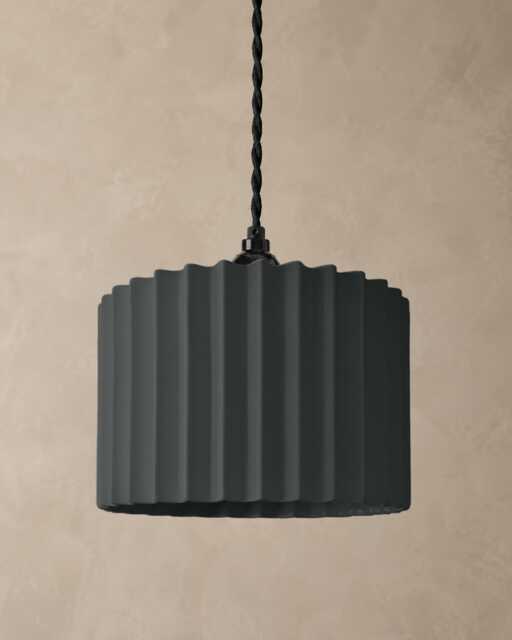 Large Syracuse - Ceramic Pendant Ceiling Light Handmade Minimalist Hanging Fixture in Shadow Charcoal Gray - image 1