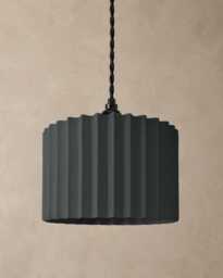 Large Syracuse - Ceramic Pendant Ceiling Light Handmade Minimalist Hanging Fixture in Shadow Charcoal Gray