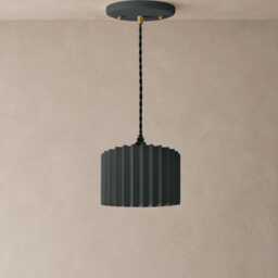 Large Syracuse - Ceramic Pendant Ceiling Light Handmade Minimalist Hanging Fixture in Shadow Charcoal Gray - thumbnail 2