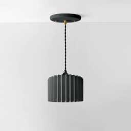 Large Syracuse - Ceramic Pendant Ceiling Light Handmade Minimalist Hanging Fixture in Shadow Charcoal Gray - thumbnail 2