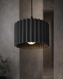 Large Syracuse - Ceramic Pendant Ceiling Light Handmade Minimalist Hanging Fixture in Shadow Charcoal Gray - thumbnail 1