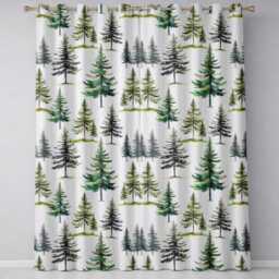 Pine Tree Forest Evergreen Woodland Nature On Soft Blue Seamless Pattern Readymade Eyelet Ring Top Thermal 100% Blackout Curtains - thumbnail 2