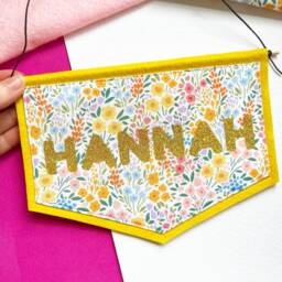 Children's Name Banner - Personalised Door Sign Hanging Kids Room Decor Fabric Custom Wall - thumbnail 1