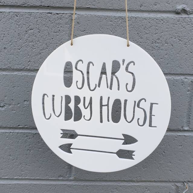 Personalised Cubby House Sign-Arrow-Tree House-Wall Art-Sign-Custom Name-Personalised Gift-Kids Gift-Lasercut - image 1