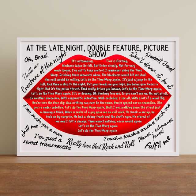 Rocky Horror Picture Show Wall Art, A4 Print, High Quality Poster, Time Warp Lyrics, Movie Quotes, Gothic Decor, Rock Theatre Art - image 1