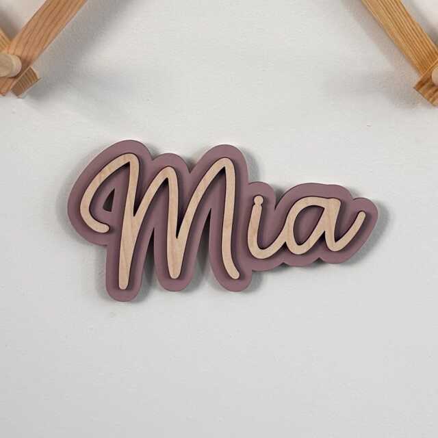 Wooden Coloured Double Layered Personalised Name Wood Wall Sign Children's Door Plaque Nursery Playroom Kids Bedroom Decor For - image 1