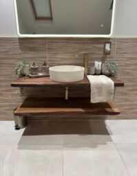 Live Edge Elm Towel Shelf, Solid Wood Rustic Bathroom Storage, UK Handmade, Custom Size