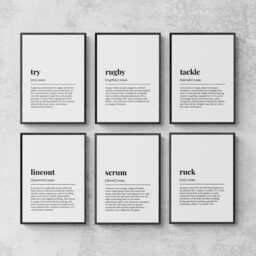 Rugby Funny Definitions Set Of 6 Prints, Sport Wall Decor - thumbnail 1