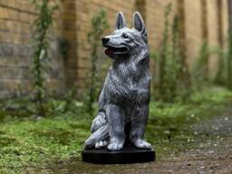 Large German Shepherd Statue Stone Dog Memorial Sculpture Outdoor Dog Decoration Concrete Garden Guard Figurine Pet Tribute Lover