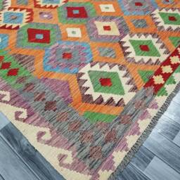 Kilim Rug Multicolour, Handmade Artisan Afghan Turkish Navajo Natural Wool 272x203 cm - thumbnail 2