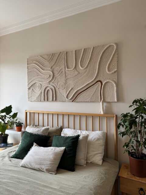 Set Of 2 Handmade Rope Wall Hangings, Boho Fiber Art, Canvas Art Decor, Modern Minimalist For Bedroom Or Living Room - image 1