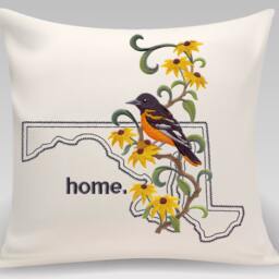 Maryland Baltimore Oriole & Black-Eyed Susan Medley. Embroidered With Feather Insert - thumbnail 2