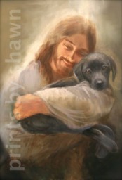 Black Lab Art Print, Labrador Dog With Jesus Print - thumbnail 1