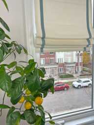 Custom Relaxed Roman Shade With Contrasting Border, Chain Mechanism - thumbnail 1