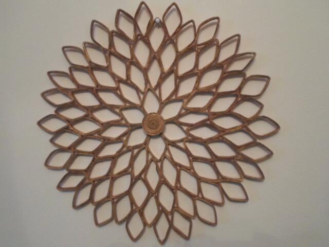Golden Dahlia Paper Wall Art Distressed Home Decor, 22-Inch - image 1