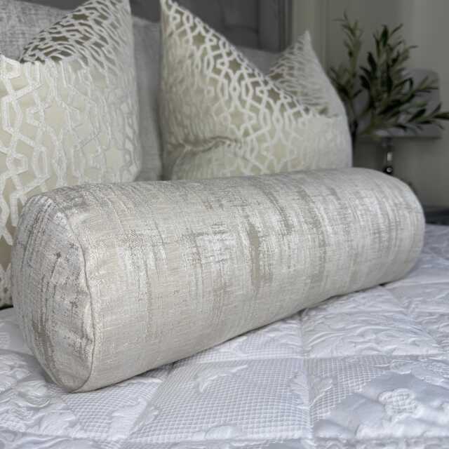 "Designer Laura Ashley Whinfell Fabric Bolster Pillow - Natural Home Accent 16"" X 6" - image 1