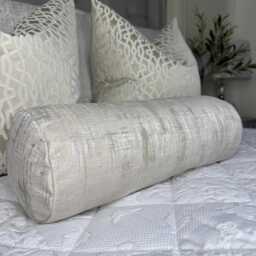"Designer Laura Ashley Whinfell Fabric Bolster Pillow - Natural Home Accent 16"" X 6" - thumbnail 1