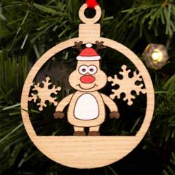 Teacher Gift, Christmas Decoration, Personalised Bauble, Wood Engraved Xmas Ornament, Tree, Tree Santa - thumbnail 3