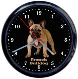 French Bulldog Dog Large 10Inch Black Wall Clock