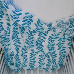 Teal Vine Baby Swaddle Blanket, For Newborns, Blanket Girls, Shower Gift, & White Muslin - thumbnail 4