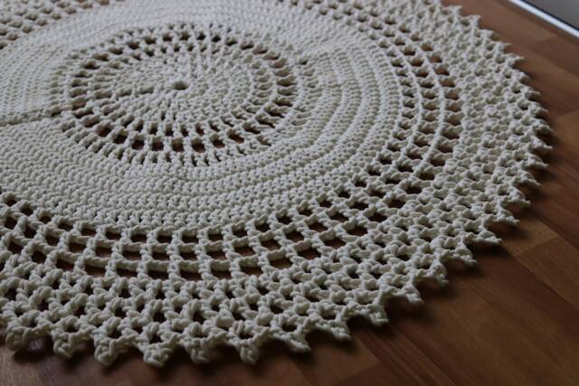 Handmade Round Crochet Rug 100% Cotton Cord, 43 - image 1