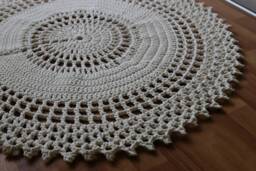 Handmade Round Crochet Rug 100% Cotton Cord, 43 - thumbnail 1