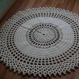 Handmade Round Crochet Rug 100% Cotton Cord, 43 - thumbnail 4