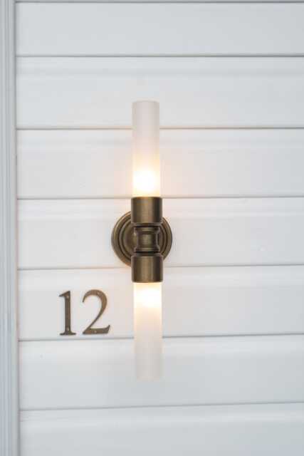 Jim Lawrence Ltd, Dorset Frosted Wall Light, Light Fixtures, Sconce, Antique Brass, Glass, Vintage, Bathroom, Outside, Art Deco - image 1