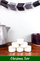 Christmas Tree Soy Tea Light Candles - 6 - Vegan Candle Beeswax Lights