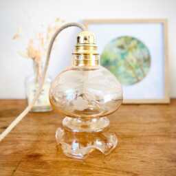 Vintage Wall Light Or Lantern in Gold-Plated Brass With Etched Glass Globe - Romantic Chic, French Boho Style Lamp - thumbnail 2
