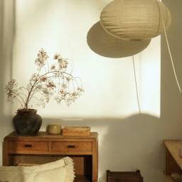 Taupe Linen Dome Pendant Light Shade Ceiling Hanging Lamp, Neutral Fabric Modern Home Decor Lighting - thumbnail 3