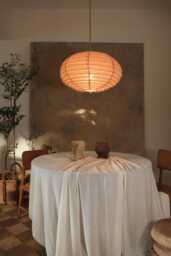 Taupe Linen Dome Pendant Light Shade Modern Neutral Fabric Ceiling Lamp