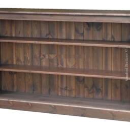 Solid Pine Low Bookcase, Dark Oak Finish, Adjustable Display Shelving Unit - thumbnail 2
