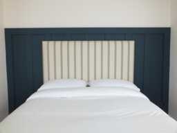 Taupe Hopsack Stripe Fabric Upholstered Headboard - Single Double King Size Super - thumbnail 1