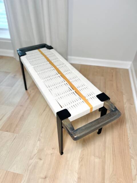 Hand-Woven Entryway Bench Mcm Style End Of Bed & Mudroom Seating - Custom-Made, Multiple Sizes - image 1