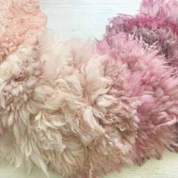 Newborn Baby Photo Prop - Natural Cream Basket Filler Curly Round Felted Blanket Felt Fur Layer - thumbnail 4