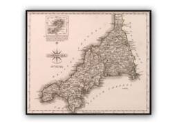 County Map Of Cornwall Circa 1787 - Vintage Antique Old Wall Print- Poster Art Art, 30 X 24 Inches - thumbnail 1