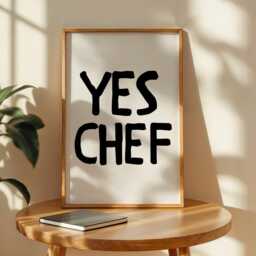 Yes Chef Print, Kitchen Funny Gift, Fun Quote, Black & White Wall Art, Would Eat Here Again, Food Lovers Art - thumbnail 2
