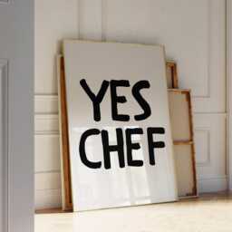 Yes Chef Print, Kitchen Funny Gift, Fun Quote, Black & White Wall Art, Would Eat Here Again, Food Lovers Art - thumbnail 1
