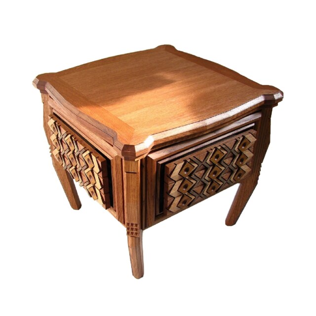 2 Oak Side Tables - Original Wood Art Design Furniture By Sava Draganov - image 1