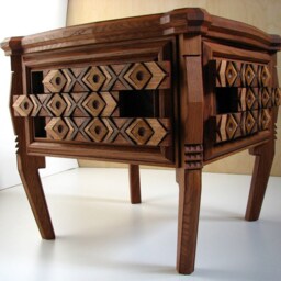 2 Oak Side Tables - Original Wood Art Design Furniture By Sava Draganov - thumbnail 3
