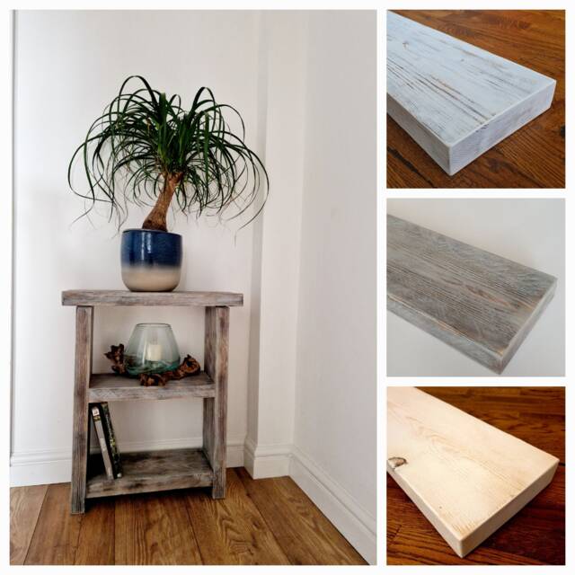 Rustic Wooden Console Table With Shelf, Slim Narrow Side Hallway Table, Handmade Bookcase Rustic Grey Wash, White Wash Or Dark White - image 1
