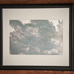 Antiqued Silvered Glass Mirror Framed Art, Vintage Wood - thumbnail 2