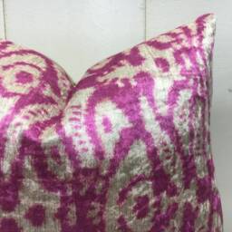 Handwoven Silk Ikat Pillow Cover, Decorative Accent - 16x16 - thumbnail 2
