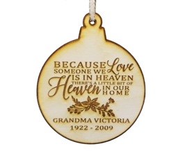 Personalized Memorial Wood Christmas Ornament - in Heaven Gifts Sympathy Loss Of A Loved One - thumbnail 1